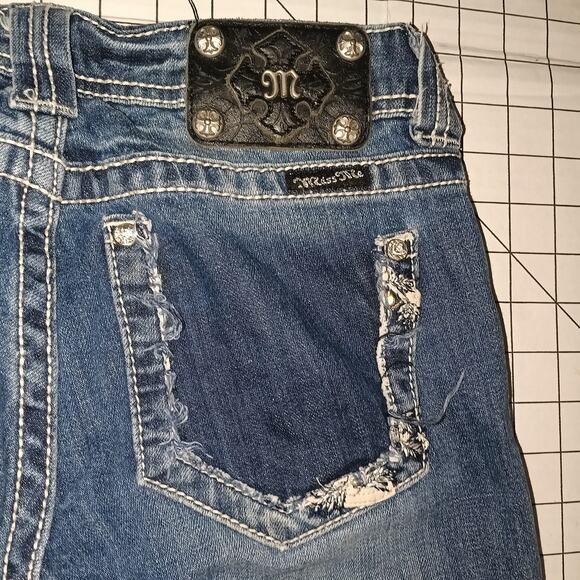 Miss Me Vintage Y2K Blue Stretch Denim Rhinestone Detailed Bootcut Jeans 27 - Picture 7 of 13